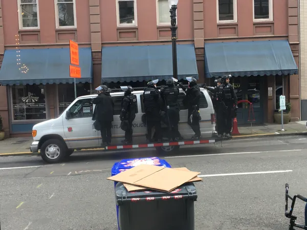 Portland police report four arrests during South Waterfront ICE protest after rally and evening march
